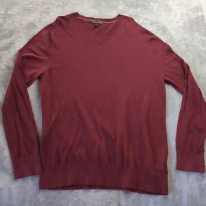 Banana Republic Men's Size XL Maroon V-Neck‎ Pullover Sweater Cotton Blend Soft